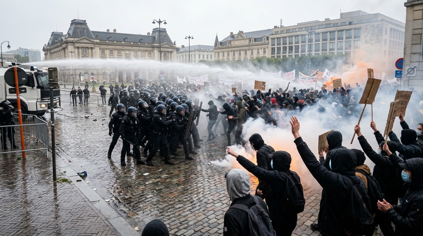 Police clash with protesters at far-right AfD conference
