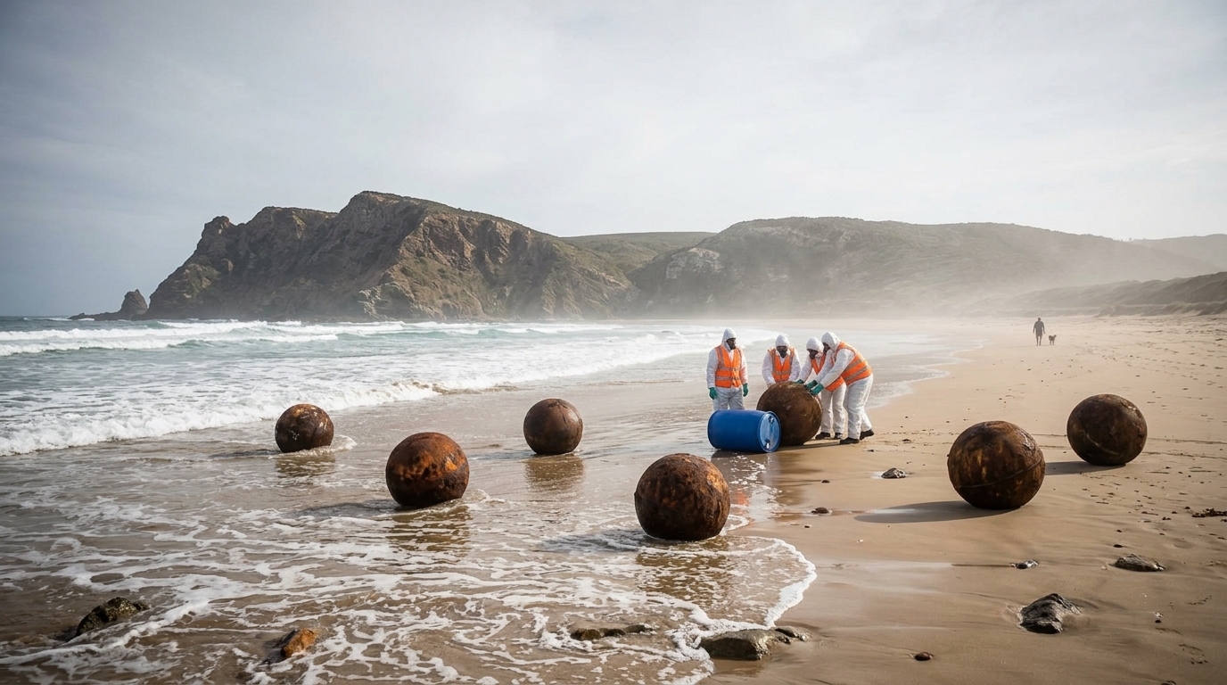 Six mystery spheres wash up on Australian beach