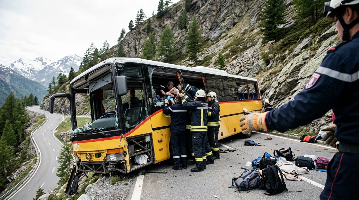 Swiss coach crash kills several people, injuring others on Alps trip