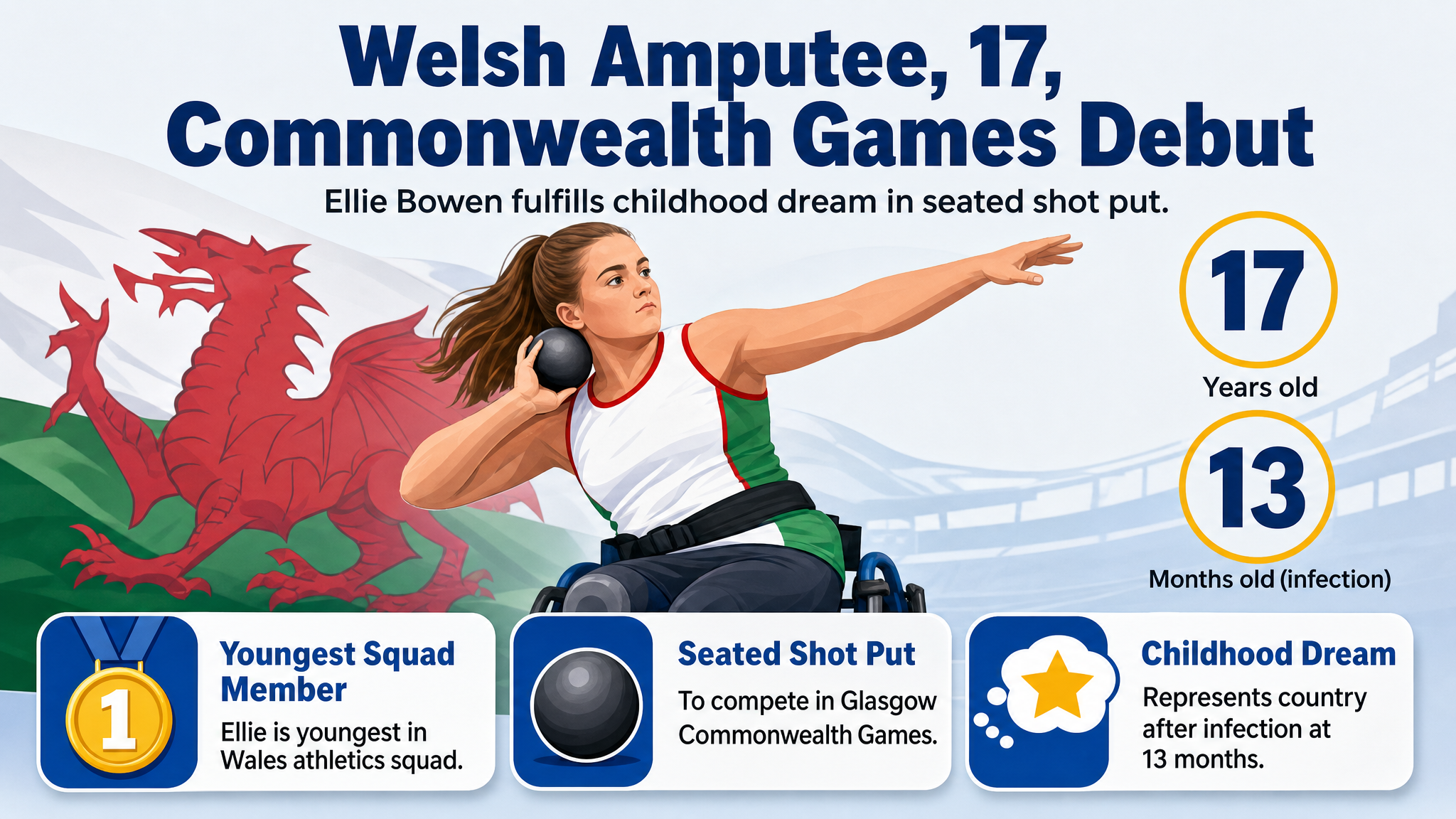 Ellie Bowen, 17, joins Wales squad for Commonwealth Games shot put.
