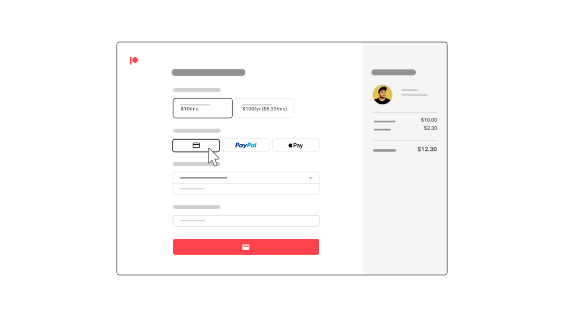 Gif illustration of checkout on Patreon