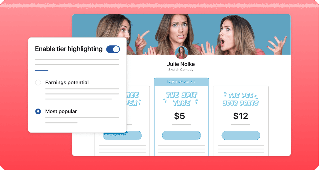 Illustration of tier highlighting functionality