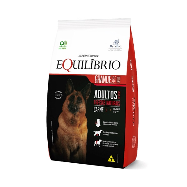 Equilíbrio Cães Adultos Carne Porte Grande 12kg
