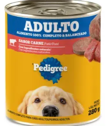 Lata Pedigree Adulto Carne Patê 290g