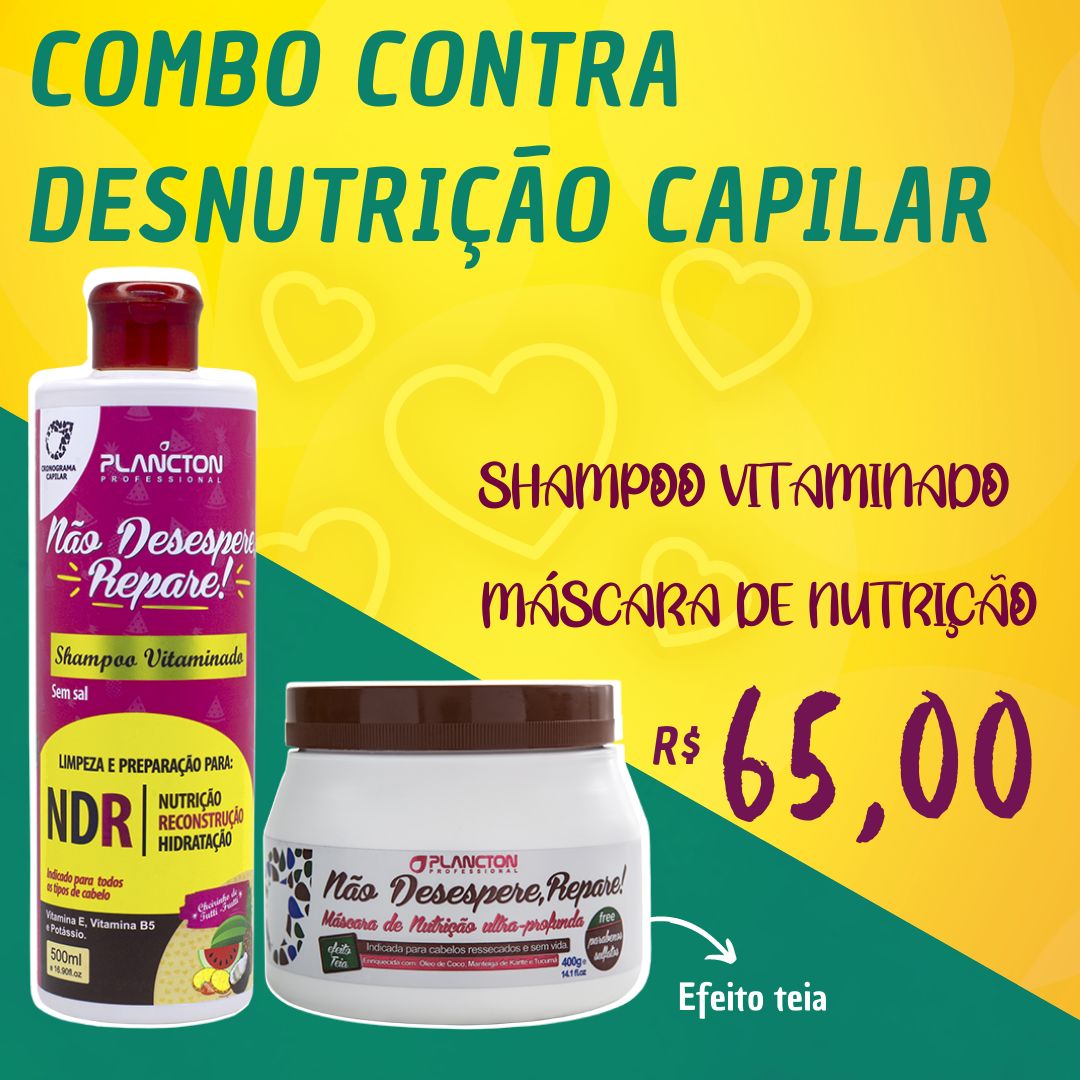 Combo desnutrição capilar plãncton shampoo vitam+mascara nutrição