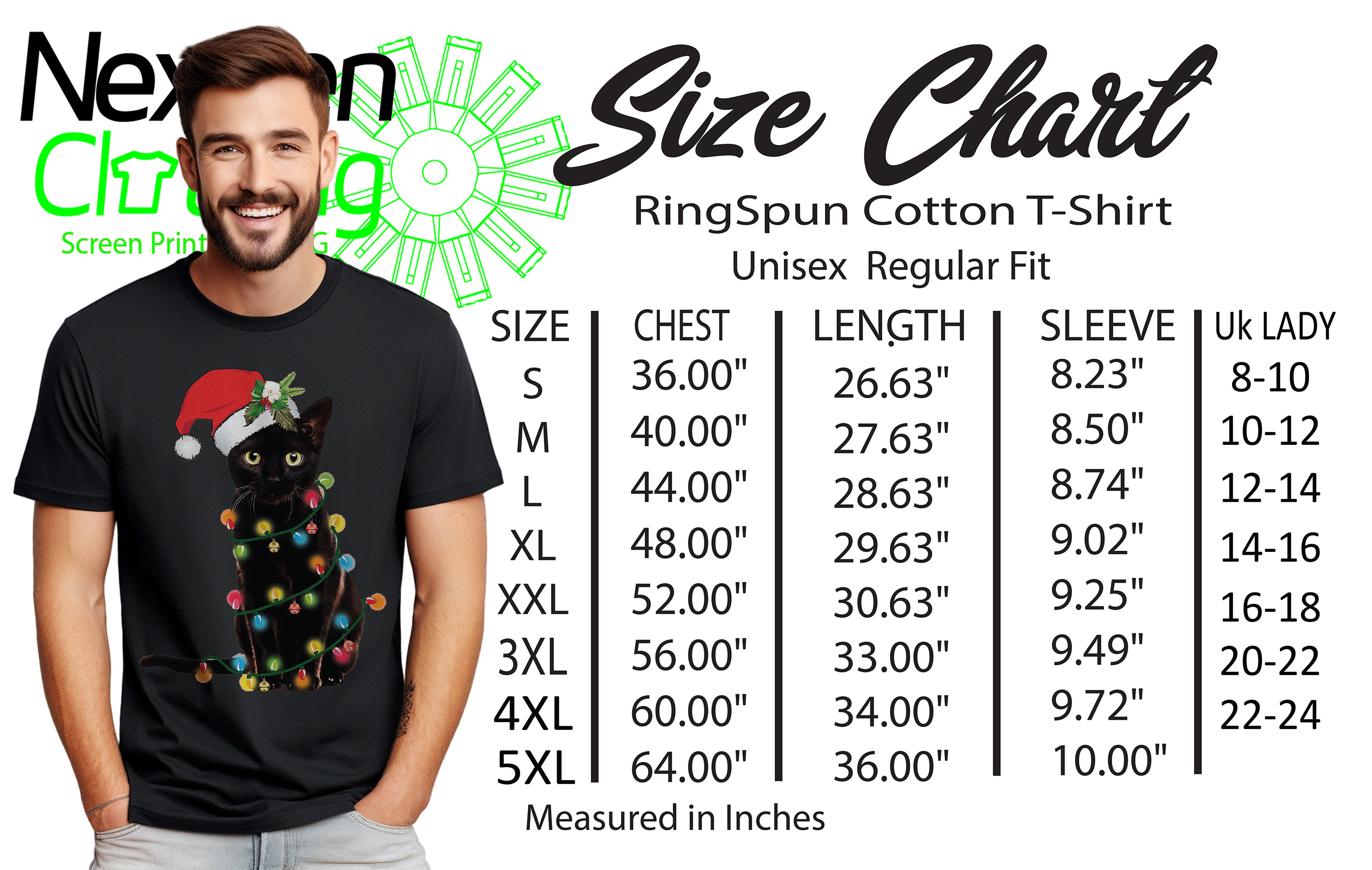 Katze-Weihnachten-Lichter T-Shirt-Miau-Weihnachten! Lustiges T-Shirt, Unisex bedruckt D - Bild 25 von 45