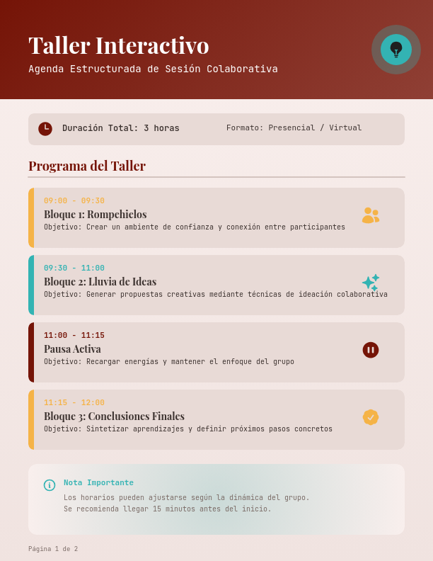 Agenda para Workshop de Innovación y Diseño