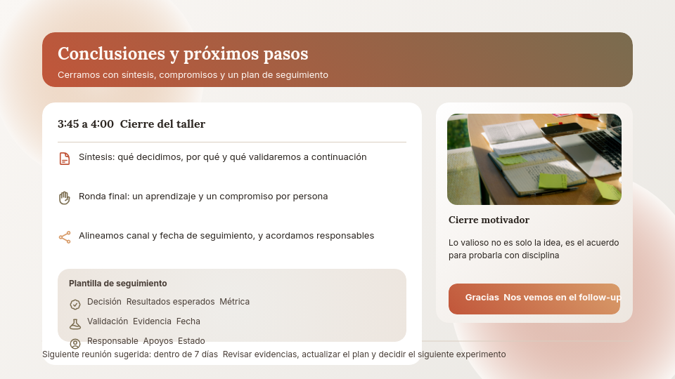 Cronograma para Taller de Innovación Grupal