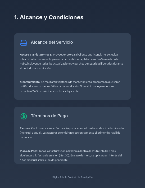Acuerdo de Suscripción de Software SaaS