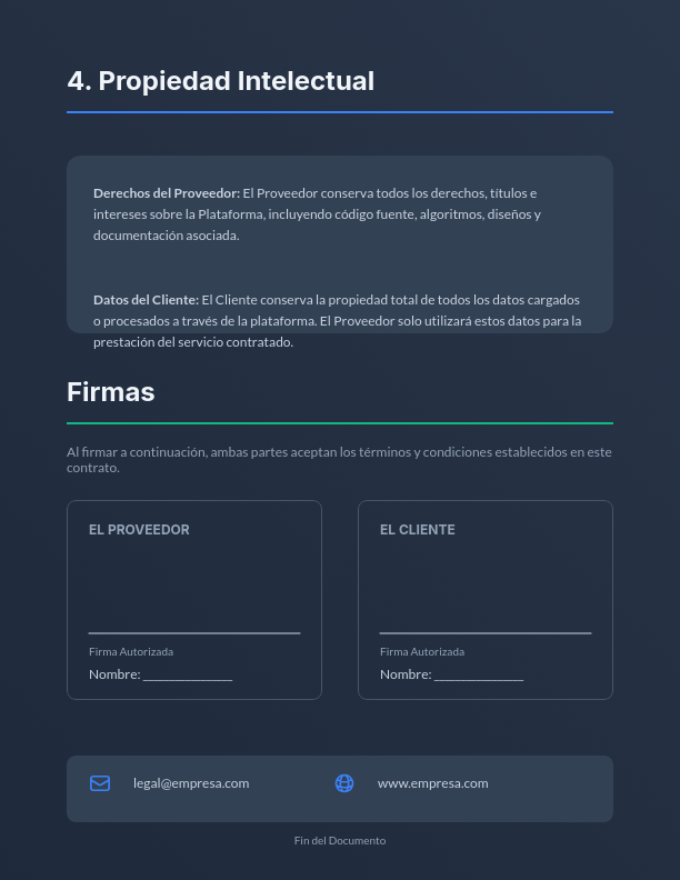 Acuerdo de Suscripción de Software SaaS