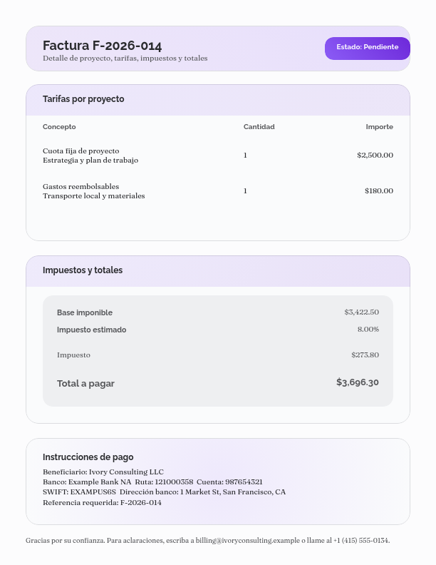 Factura de Consultoría Estratégica Profesional