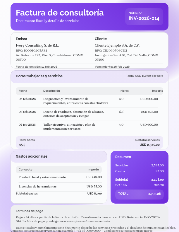 Factura de Consultoría Profesional