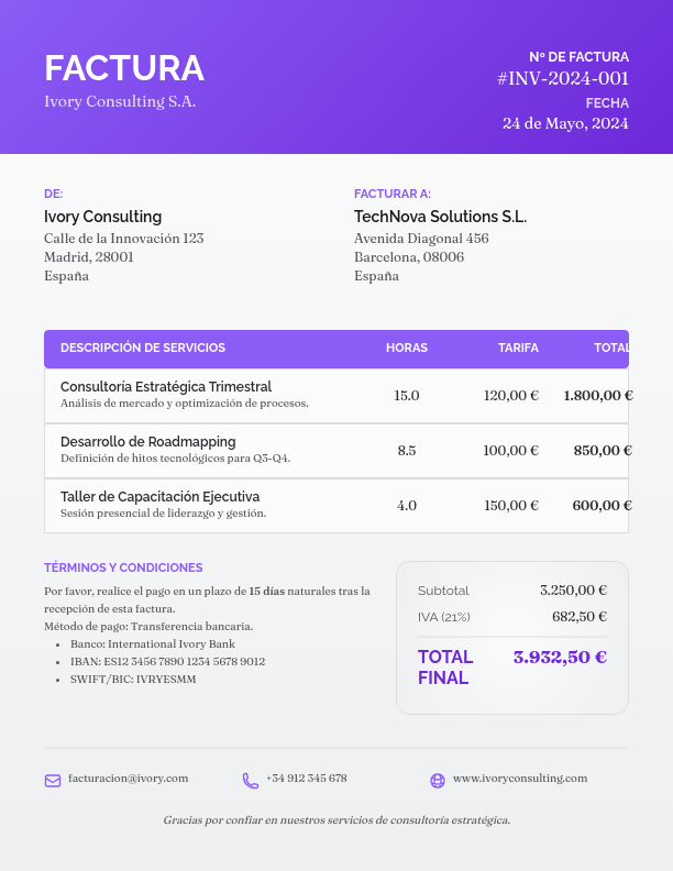 Factura de Consultoría Profesional