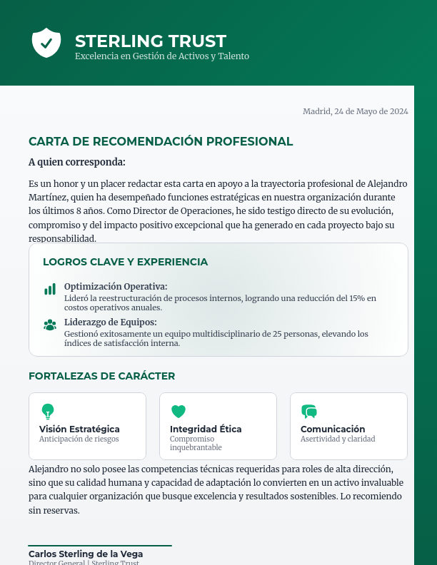 Carta de Referencia Laboral Formal