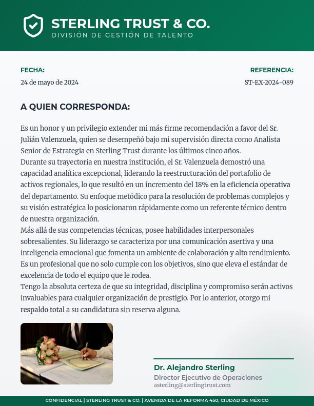 Recomendación para Profesional Destacado