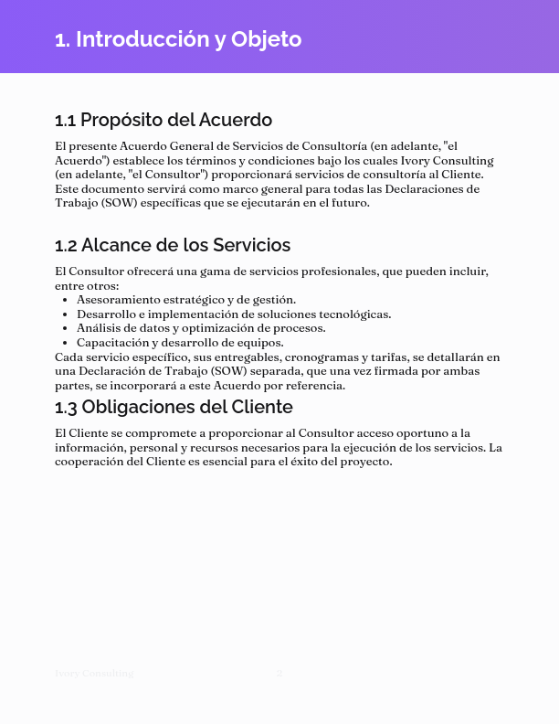 Acuerdo Marco para Consultoría Profesional