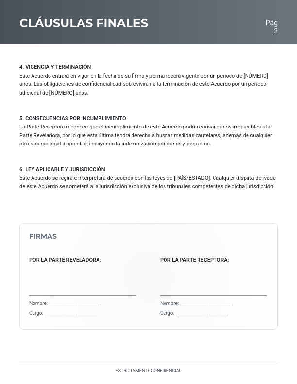 Contrato de Confidencialidad Mutua Bilateral