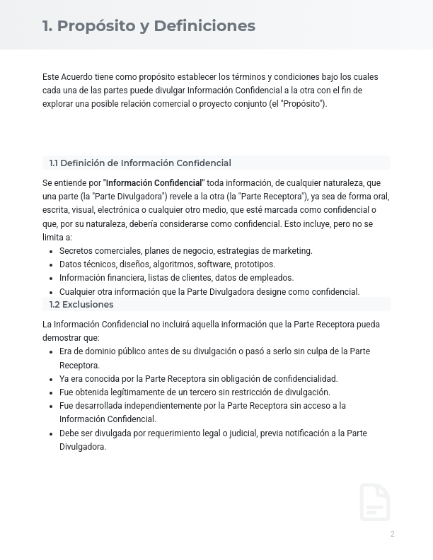 Acuerdo de Confidencialidad Mutuo Profesional