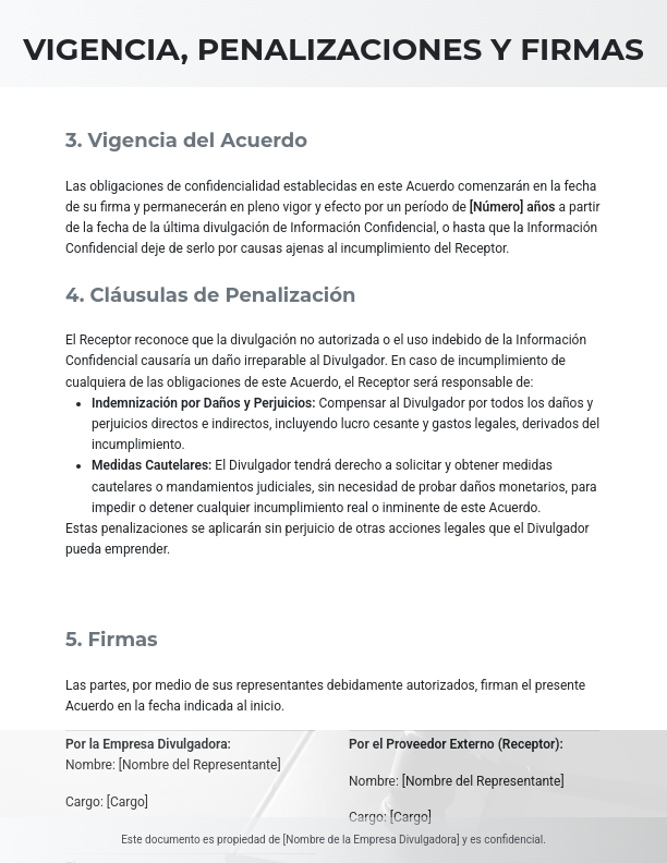 Contrato de Confidencialidad para Proveedores