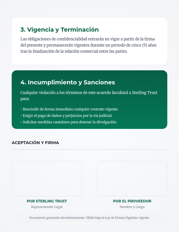 Acuerdo de Confidencialidad para Proveedores