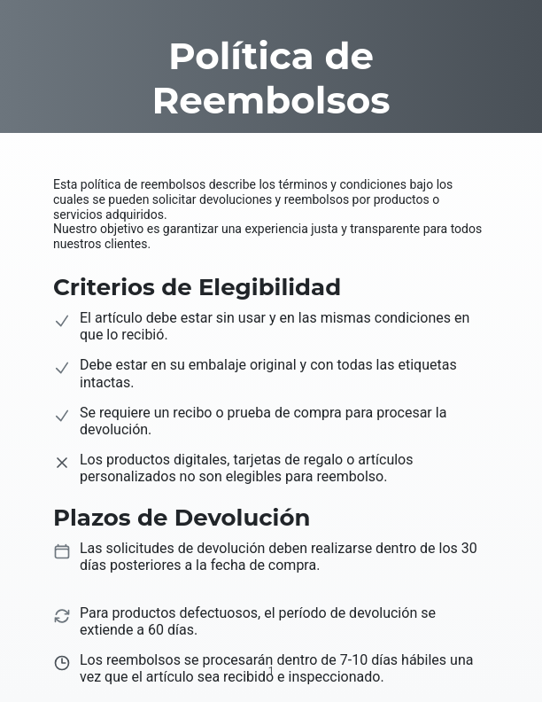 Política de Reembolsos y Devoluciones