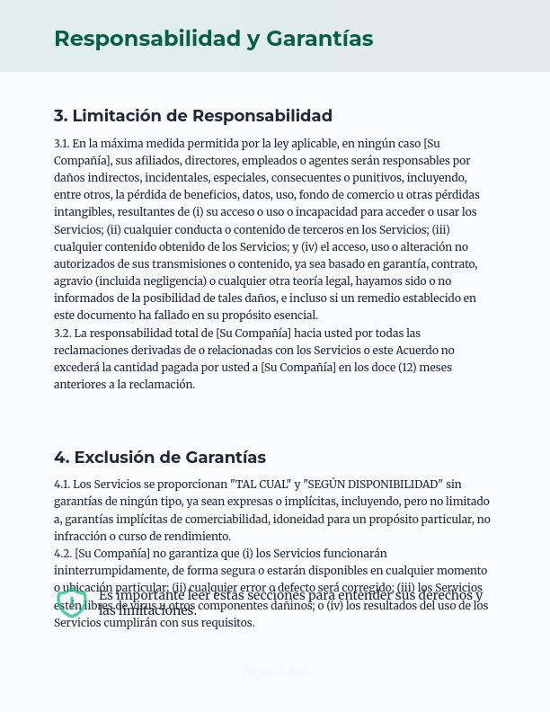 Acuerdo de Términos y Condiciones de Servicio