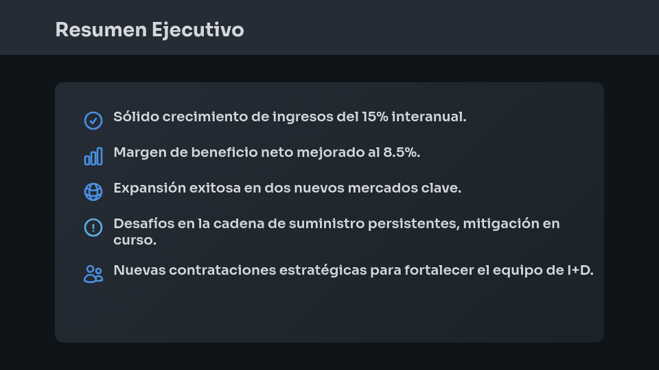 Reporte Ejecutivo para la Junta Directiva