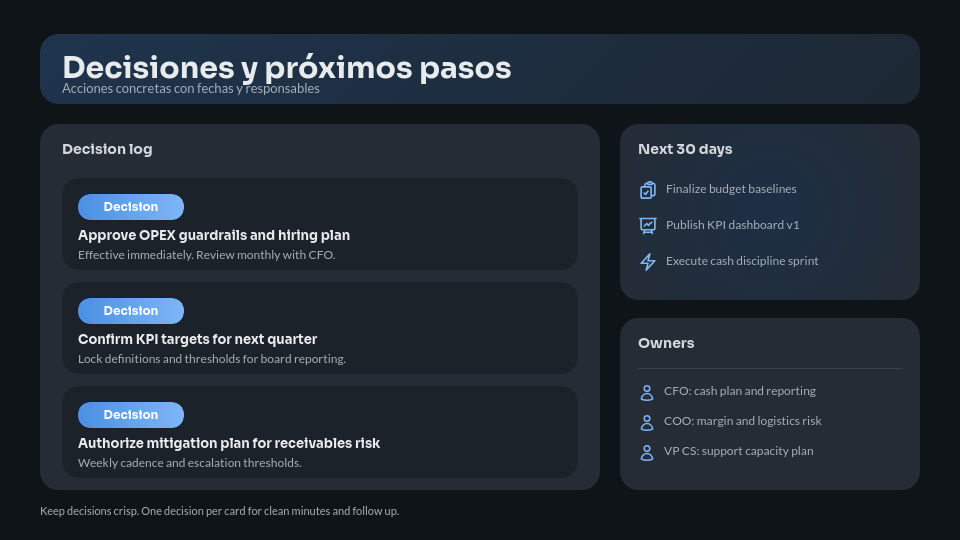 Reporte de Gestión para el Consejo