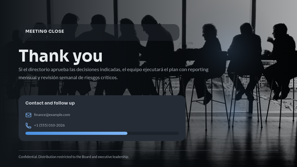 Reporte de Gestión para el Consejo