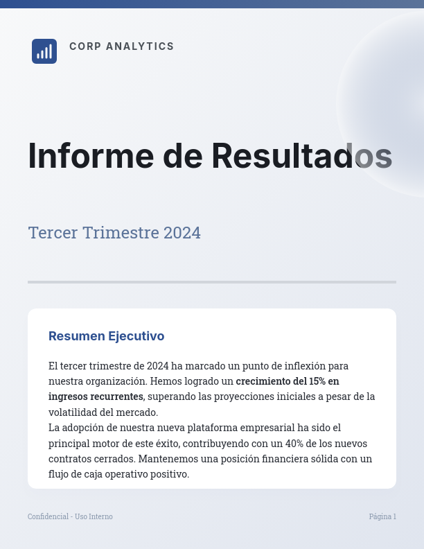 Análisis de Rendimiento Trimestral Corporativo