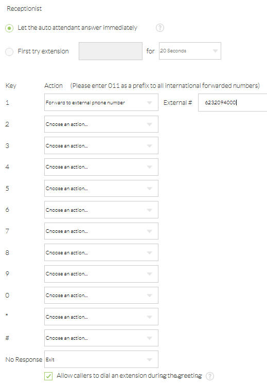 Nextiva Auto Attendant Menu