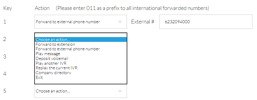 Nextiva Auto Attendant Menu Options