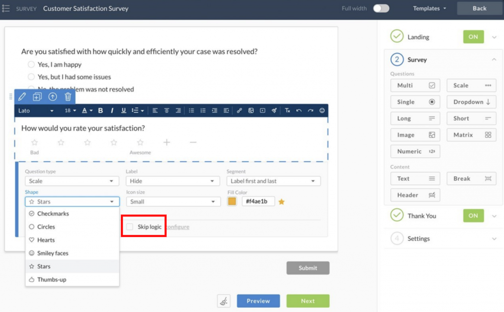 survey skip logic to avoid survey fatigue