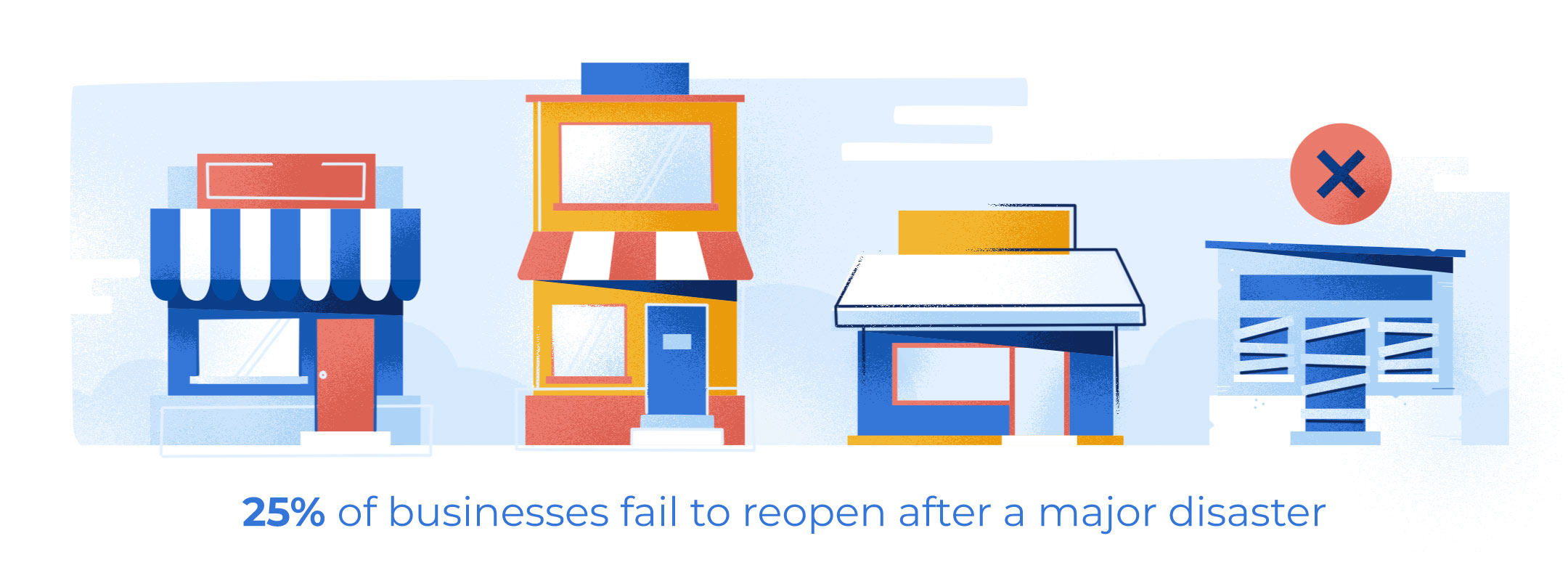 Illustration of one in four businesses fail to reopen after a major disaster