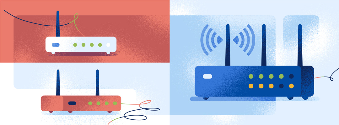 Illustrated imagery of different VoIP Routers