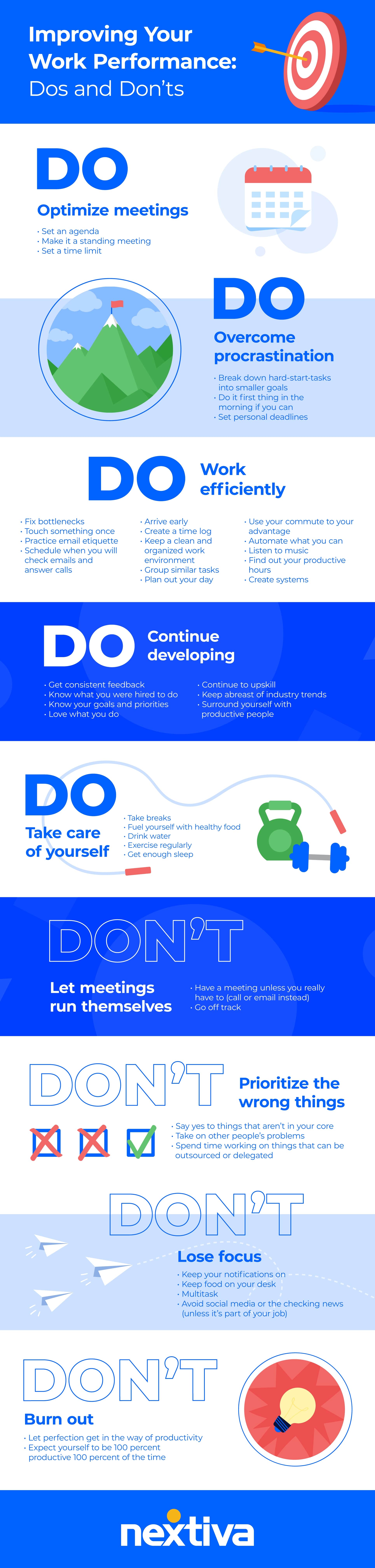 Infographic showing ways to improve work performance