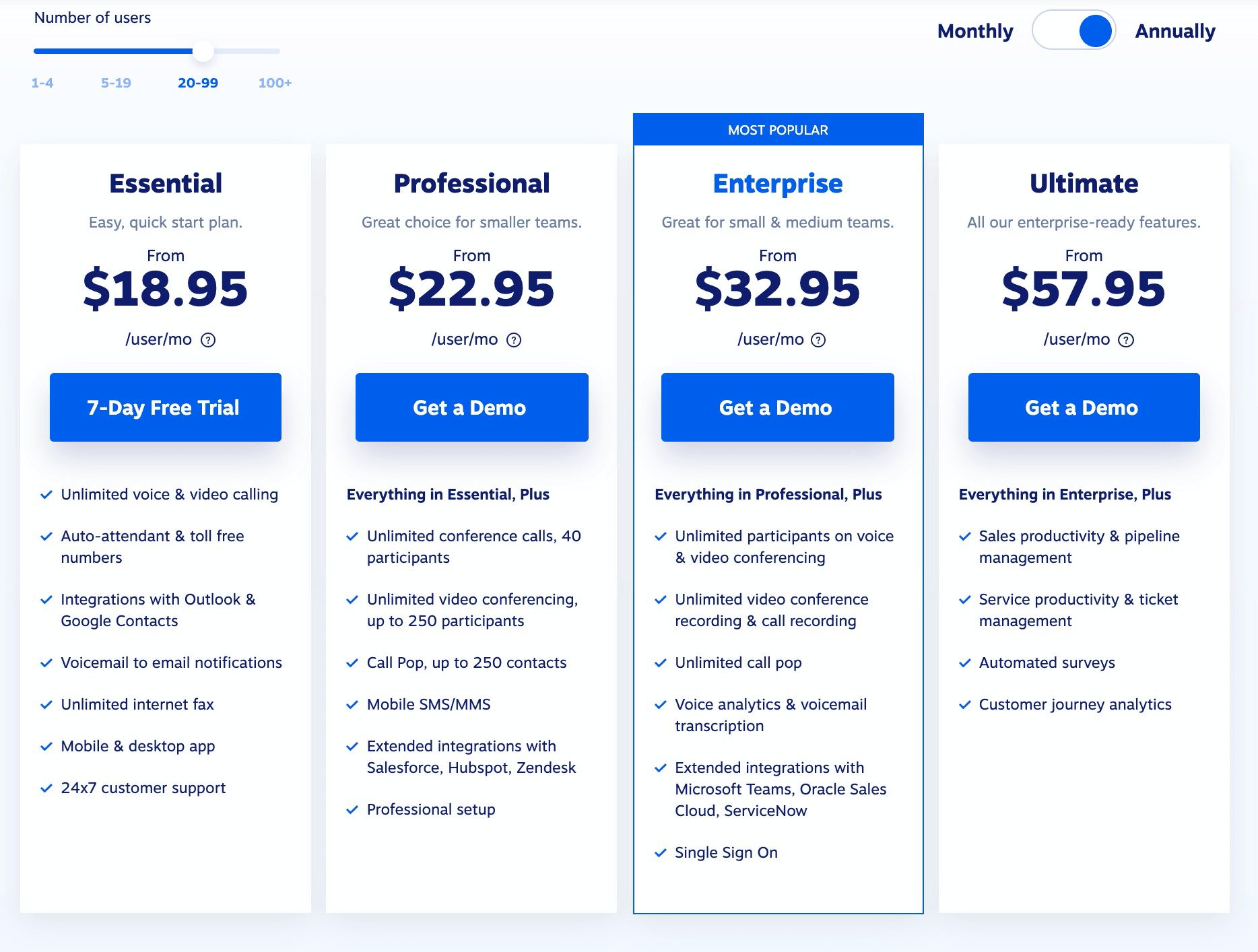 Nextiva provides all-inclusive UCaaS features for less than $60 per month per user.