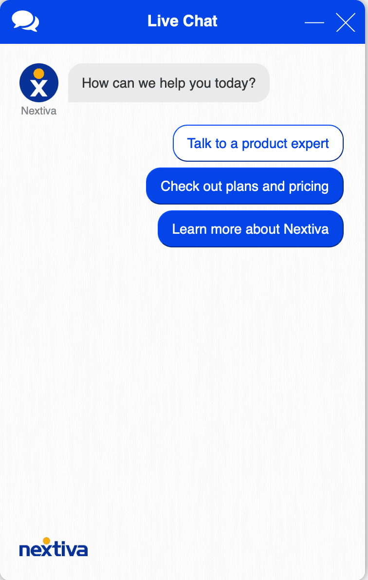 Chatbot example from Nextiva