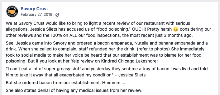 Response to a Bad Customer Review - Savory Crust 
