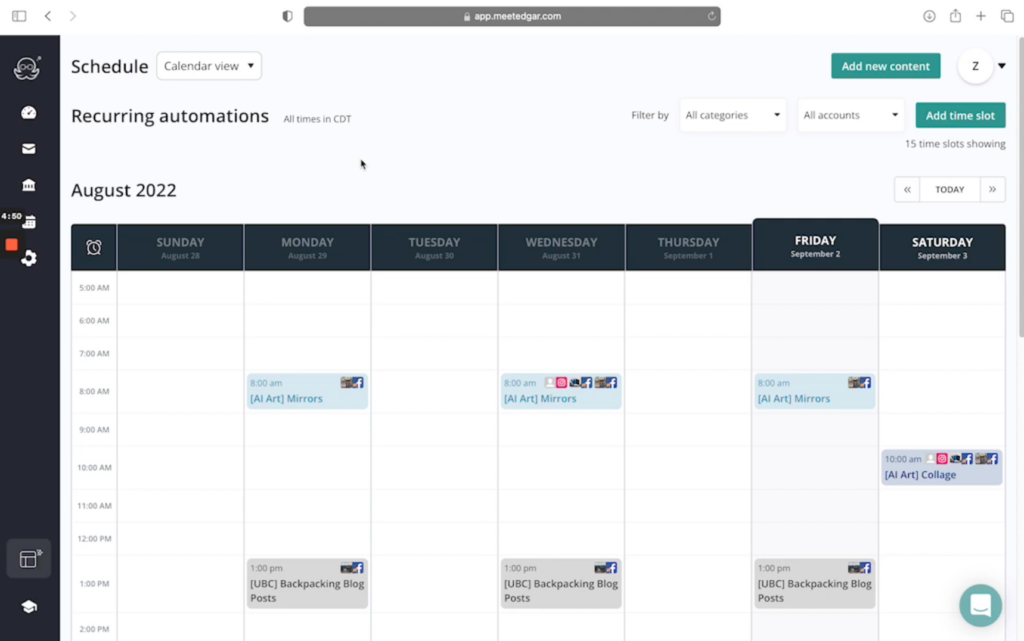 MeetEdgar social media content scheduling - Hootsuite alternative