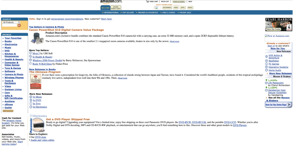 website engagement on Amazon in 2001 