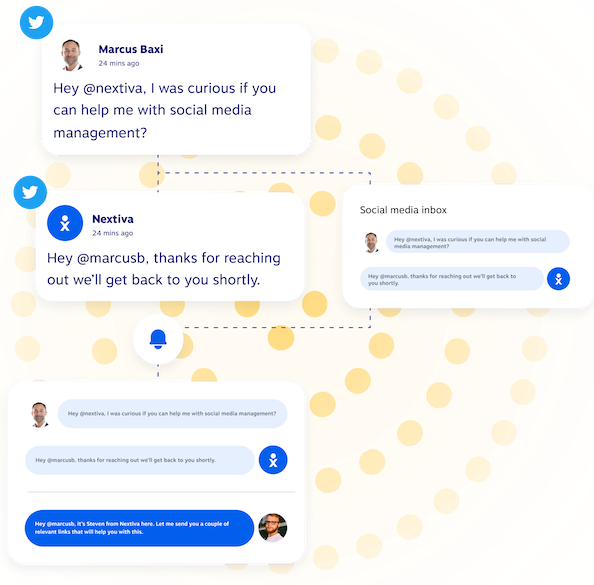 Social inbox example from Nextiva social media management software.