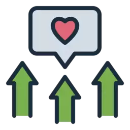 Engagement Growth Icon - Hearts and Interaction Symbols