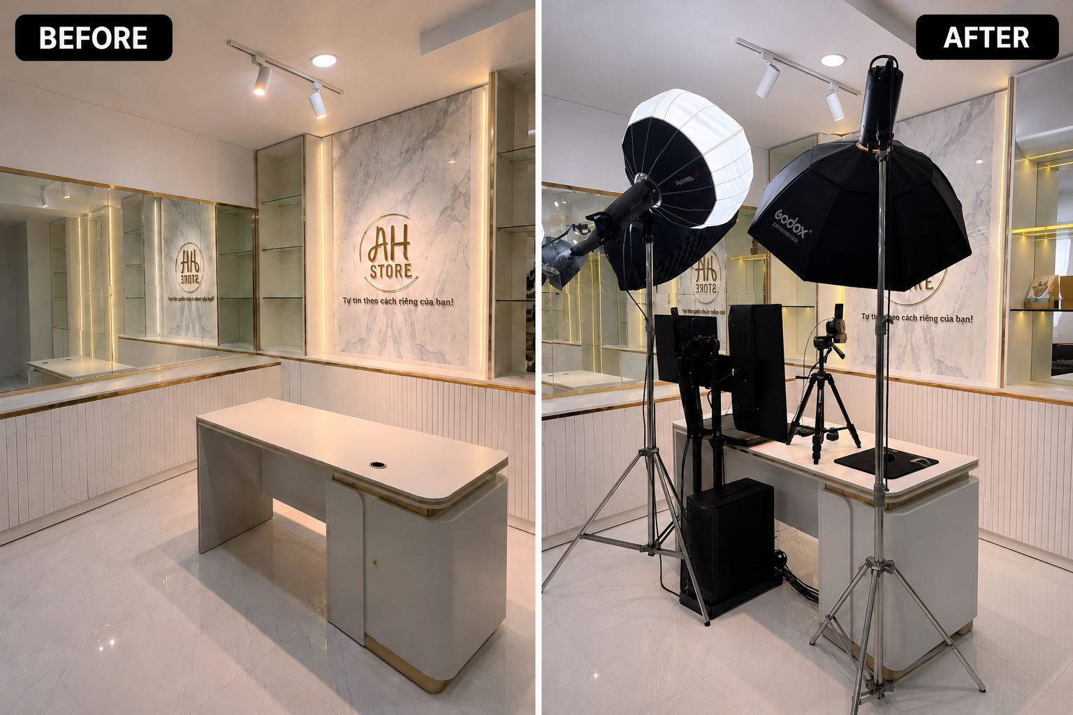 Before and After studio transformation