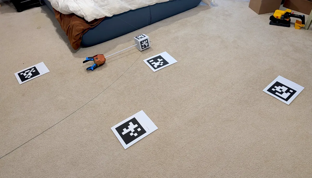 Calibration cards laid out on the floor
