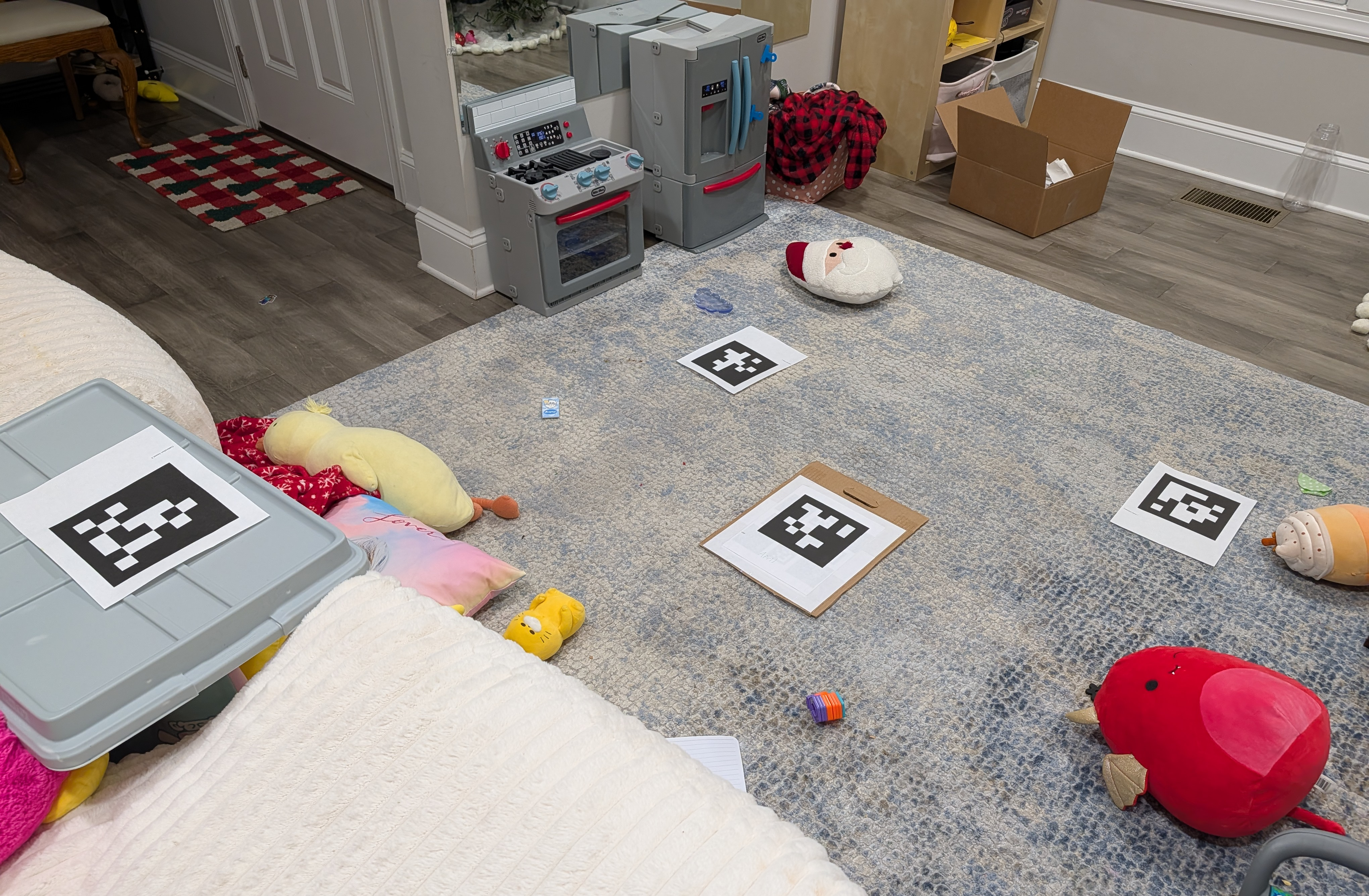 calibration cards on floor