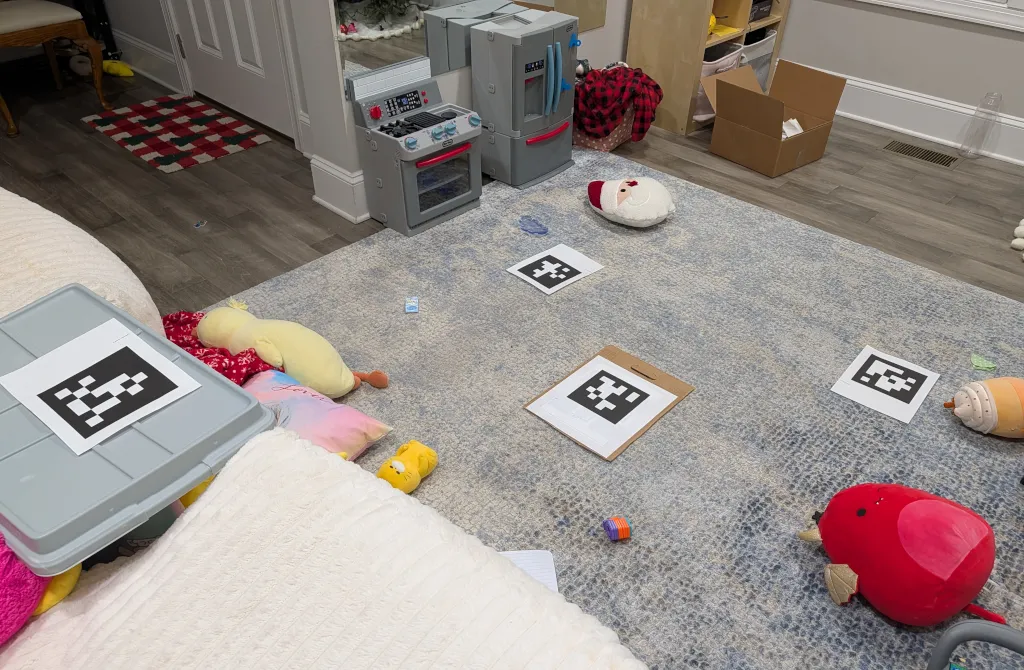 calibration cards on floor