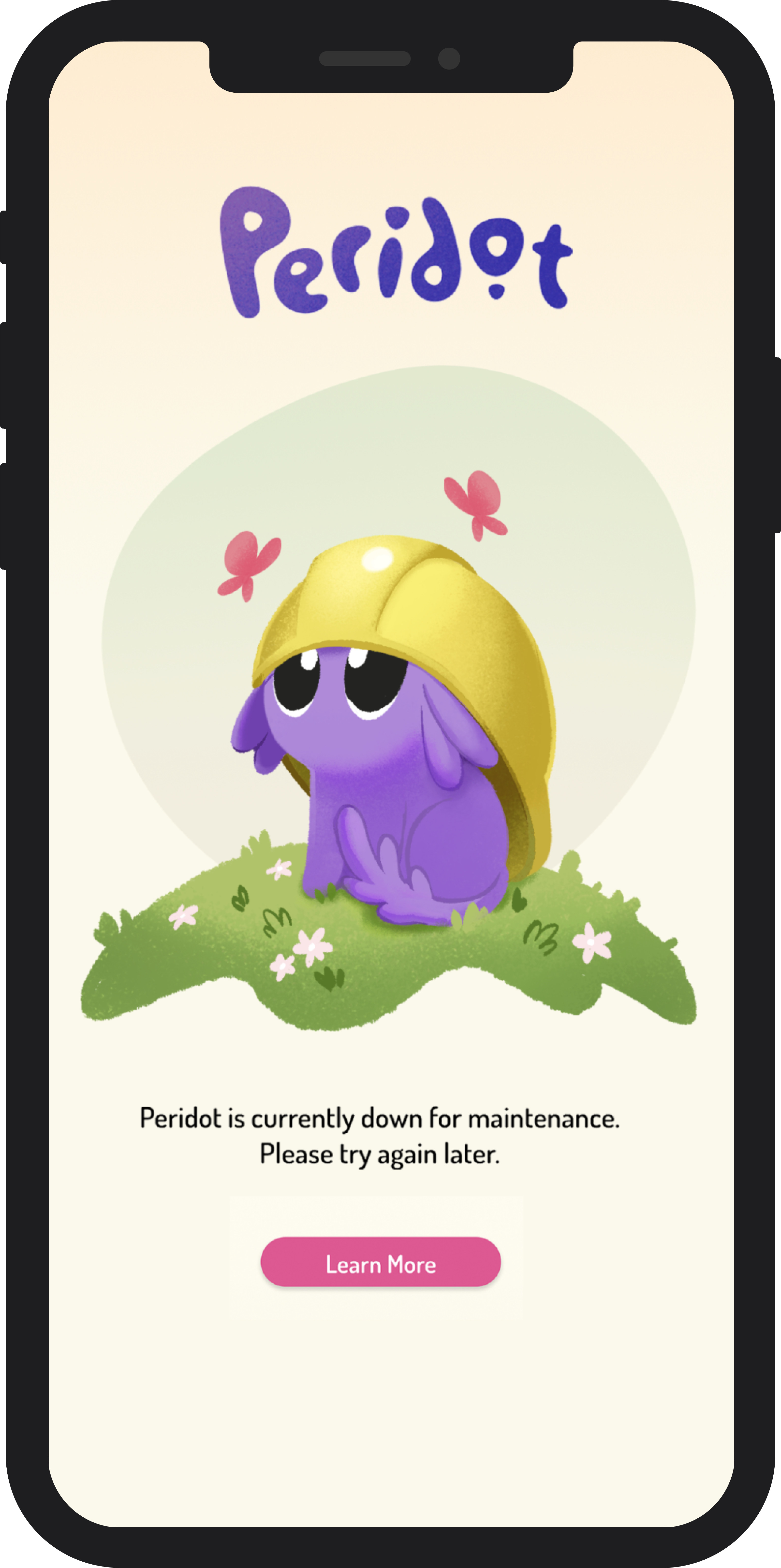 Screenshot: Peridot is currently down for maintenance