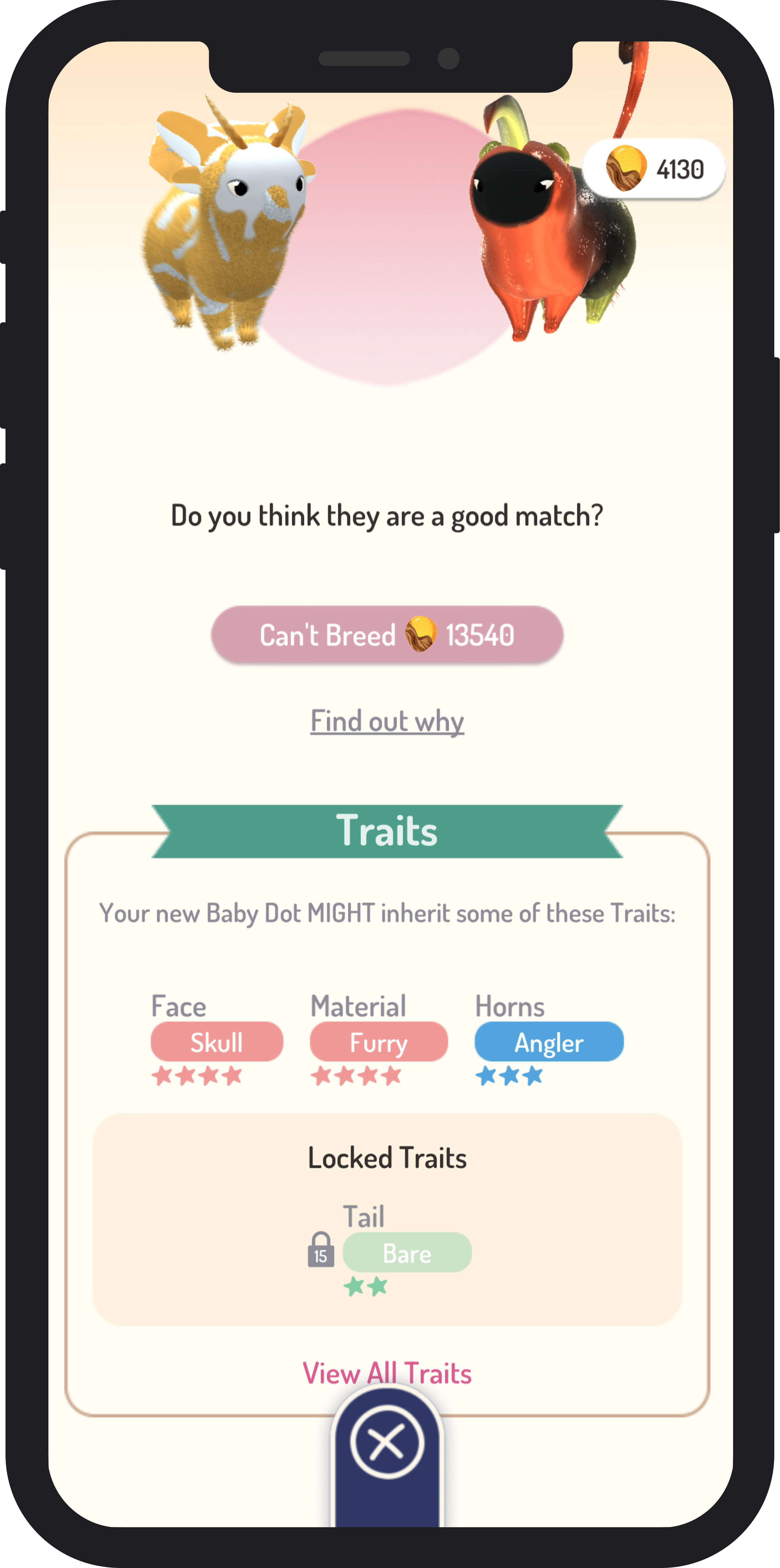 Screenshot: Traits