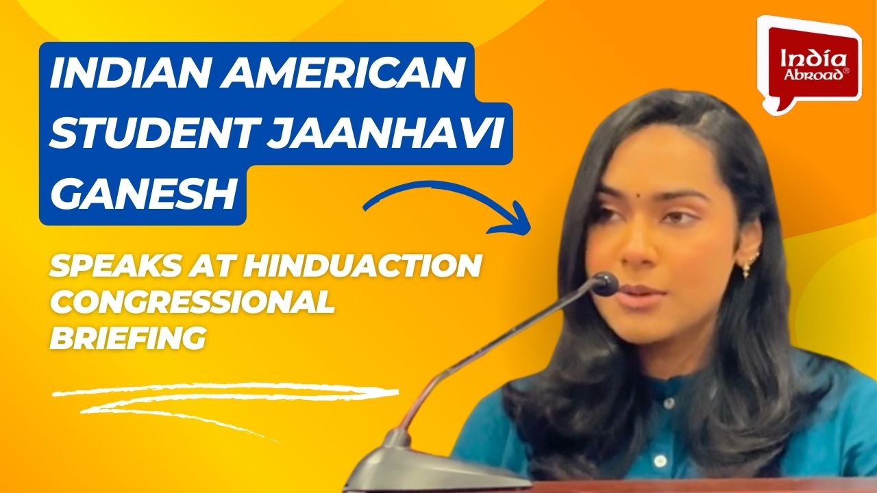 Indian American student Jaanhavi Ganesh speaks at HinduACTion congressional briefing